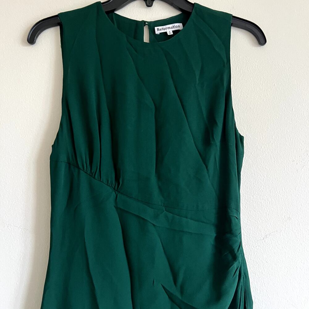 Reformation Dress Ledger Maxi Chiffon High Neck in Sycamore Green size 2 UB - Picture 5 of 9